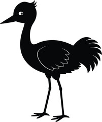A cute baby Crane silhouette illustration