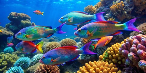 Vibrant Reef Fish Displaying Vivid Colors and Fin Details in an Underwater Paradise