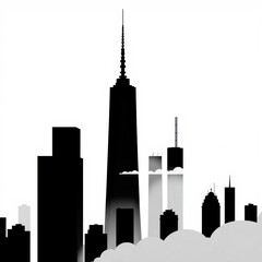 Majestic city skyline silhouette against vibrant sunset sky silhouetted skyline cityscape architecture illustration building city vector