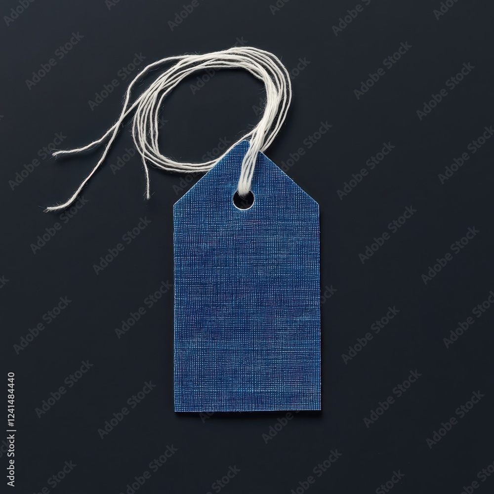 Poster a blank blue tag with a piece of twine, perfect for adding your own message.