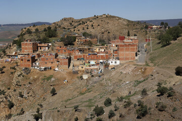 Buildings on hills on the outskirts of Azrou, Morocco.
