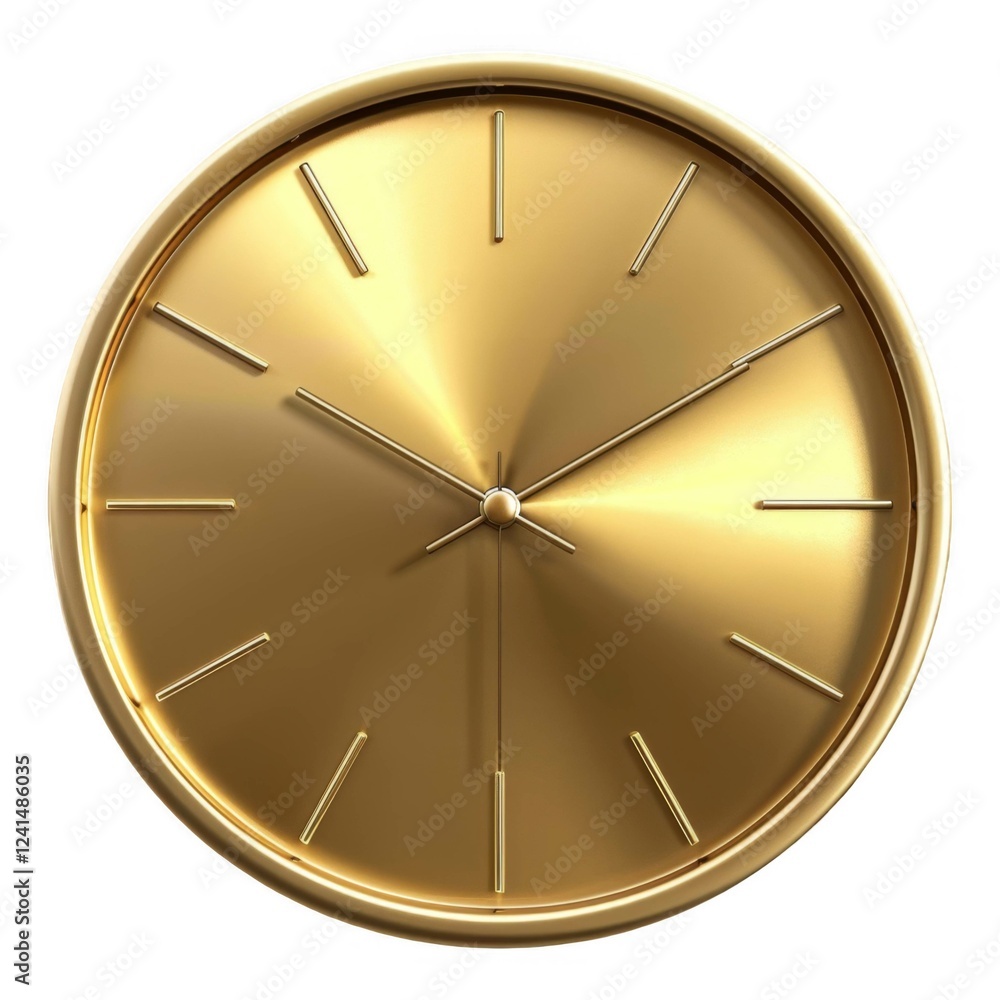 Poster elegant golden clock with minimalist design and simple hour markers