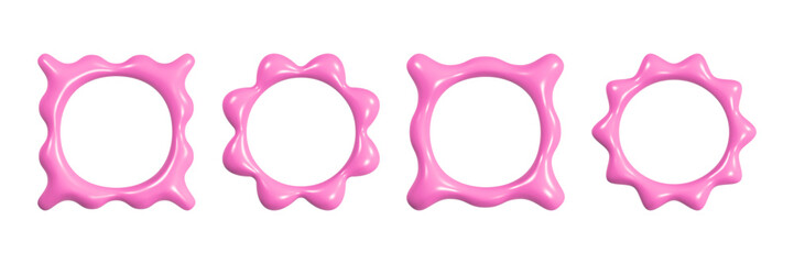 Colorful vintage pink wave frames in a flat vector design inspired by Y2K aesthetics for digital art projects and creative designs.