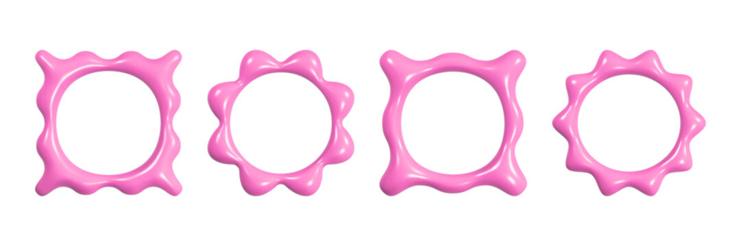 Colorful vintage pink wave frames in a flat vector design inspired by Y2K aesthetics for digital art projects and creative designs.