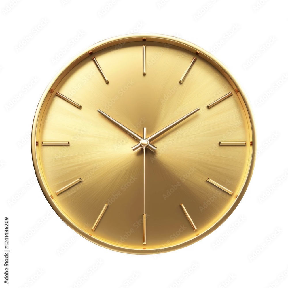Poster elegant gold clock with simple design and minimalist hour markers on circular face