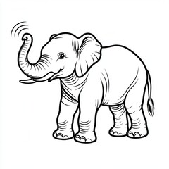 Fototapeta premium Adorable Baby Elephant Illustration Line Art Drawing Wildlife Animal Design