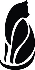 A sleek, stylized cat silhouette with flowing lines. Perfect for design, logos, or creative projects.