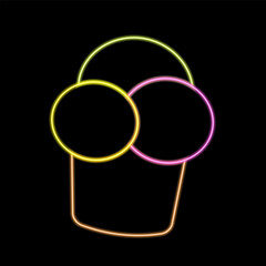 Waffle ice cream in neon effect