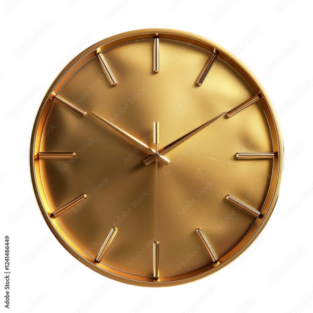 Poster elegant gold clock with sleek design and minimalist aesthetic showing the time precisely