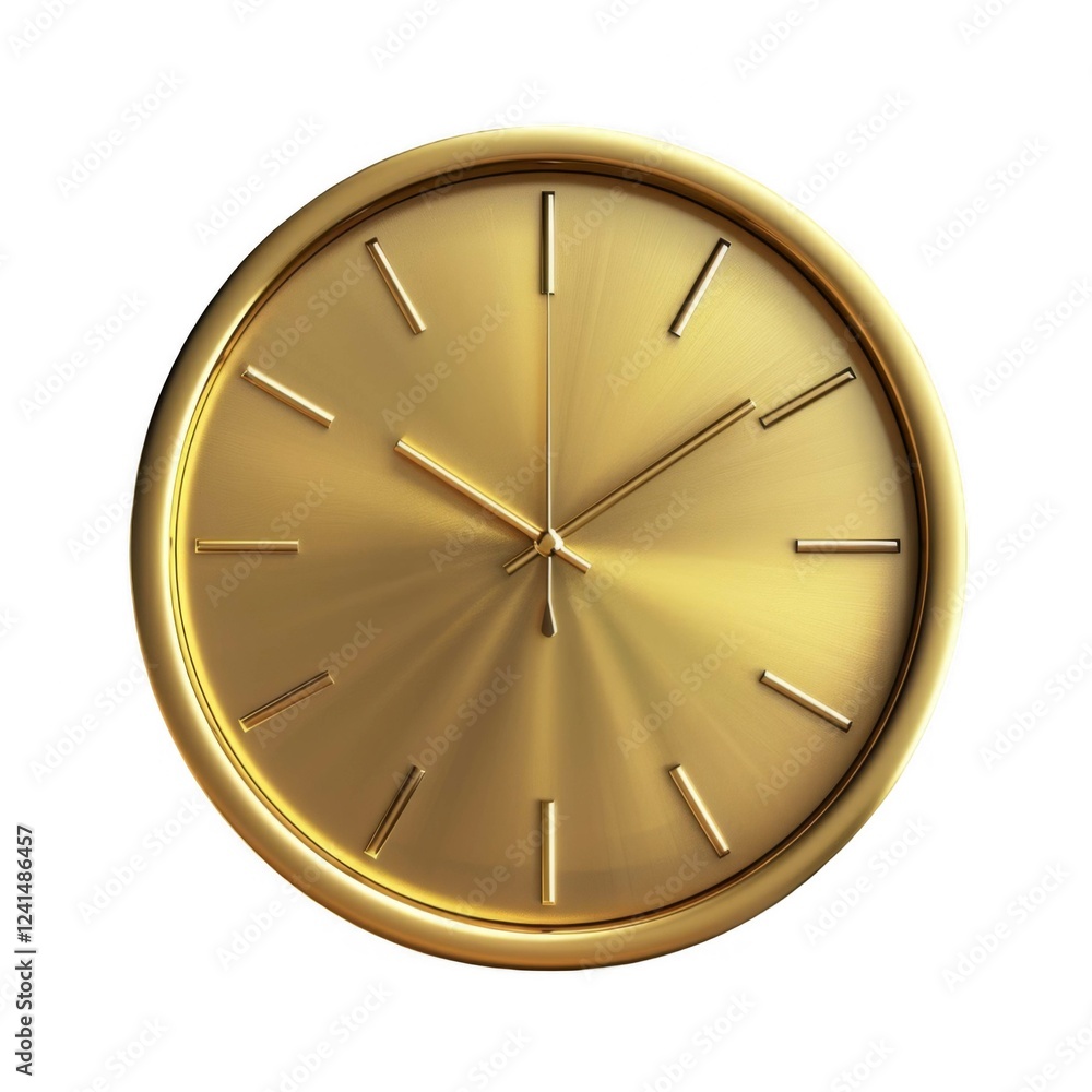Poster elegant gold clock with simple design featuring a metallic finish and no numbers on the face