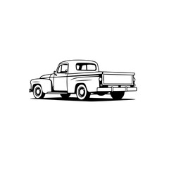 Classic Vintage Pickup Truck: A Retro Automobile Illustration. Perfect for classic car enthusiasts and vintage vehicle lovers. This vector graphic is ideal for automotive-related projects.