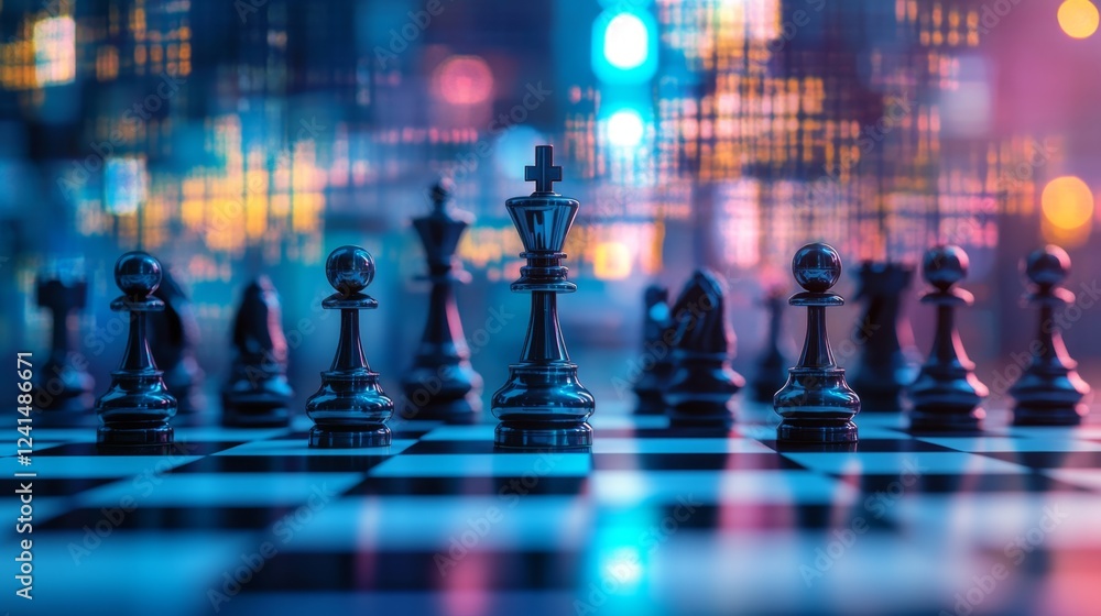 Poster implementing chessboard strategy in trading a guide for investors online visual analysis digital str