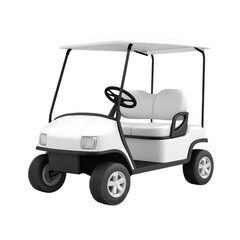 A 3D-rendered icon of a golf cart, designed with sleek, modern details to represent outdoor leisure
