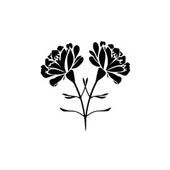 Black and White Floral Silhouette: Elegant Flower Design, Simple Botanical Art, Minimalist Nature Illustration, Vintage Style, Decorative Graphic, Vector Image