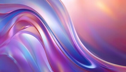 Fototapeta premium iridescent fluid waves with smooth glossy reflections in purple and blue tones, perfect for digital background and futuristic design