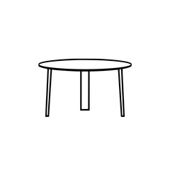 Modern Minimalist Round Table: Simple Line Drawing, Interior Design, Home Decor, Furniture Illustration