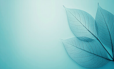 Translucent Leaves Overlay, Soft Blue, Natural Texture, Gentle Curve, Minimalist Design, Elegant Simplicity, Botanical Art