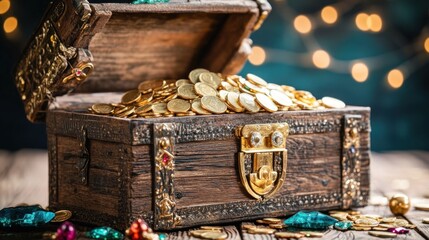 A Treasure Chest Overflowing with Golden Coins