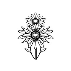 Elegant Black and White Sunflower Line Art: Botanical Floral Illustration, Simple Nature Design