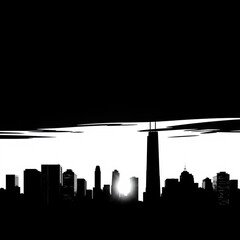 Naklejka premium Stylized city skyline silhouette on white isolated background silhouetted skyline cityscape architecture illustration building city vector