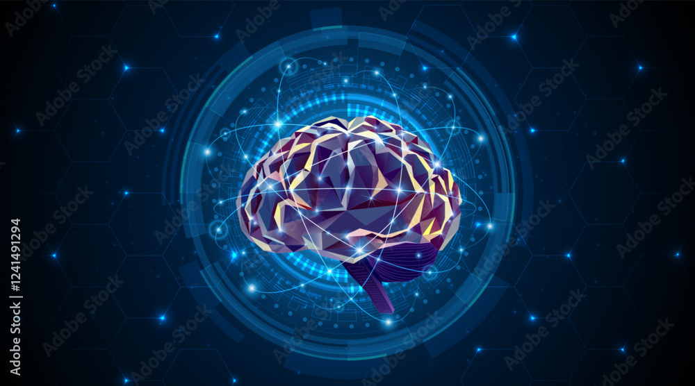Leinwandbilder Artificial neural network or artificial intelligence brain. Digital brain science for future learning. modern technology innovation concept background	