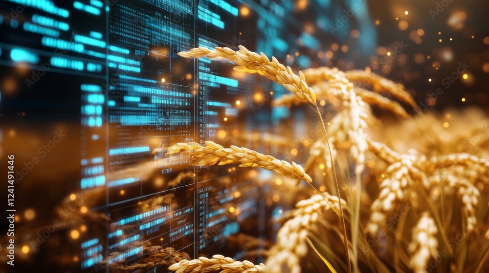 Poster analyzing blockchain-powered data insights digital environment data visualization online perspective