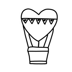 Heart hot air balloon icon