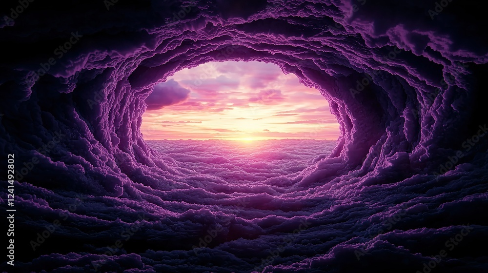 Canvas Prints tunnel cloud with sun setting at center