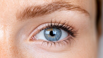 Obraz premium Close-up blue eye, freckles, skin, beauty, health