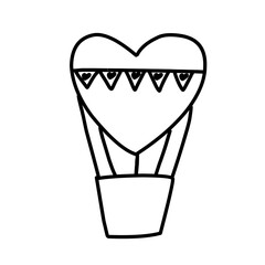 Heart hot air balloon icon