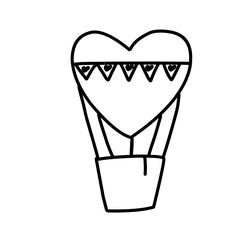 Heart hot air balloon icon