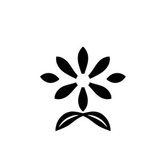 Elegant Black and White Flower Illustration: Minimalist Botanical Design, Perfect for Nature-Inspired Projects