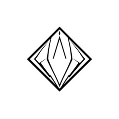 Geometric Abstract Diamond Shape Logo Design: Minimalist Black and White Vector Graphic