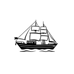 Vintage Sailing Ship: A Nautical Adventure on the Open Sea. Explore the maritime world with this classic sailboat design, perfect for travel and adventure lovers.