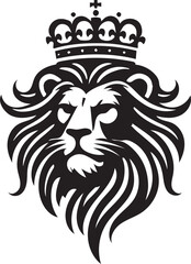 Bold and Elegant Lion Head with Royal Crown Vector Illustration

