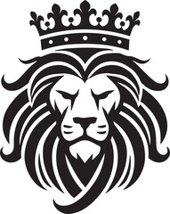 Bold and Elegant Lion Head with Royal Crown Vector Illustration

