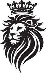 Bold and Elegant Lion Head with Royal Crown Vector Illustration

