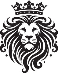 Obraz premium Bold and Elegant Lion Head with Royal Crown Vector Illustration