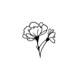 Elegant Line Art Flower Drawing: Black and White Botanical Illustration. Minimalist Floral Design, Perfect for Nature Lovers and Decor