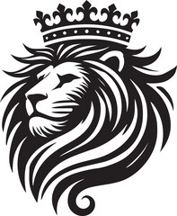 Bold and Elegant Lion Head with Royal Crown Vector Illustration

