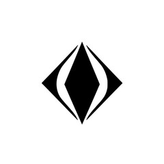 Fototapeta premium Geometric Diamond Shape Logo: Minimalist Black and White Icon Design