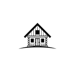 Cozy Log Cabin House: Rustic Home Design, Real Estate, and Architecture Illustration