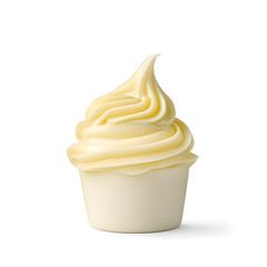 Mayonnaise in a ceramic dip bowl isolated on a white background