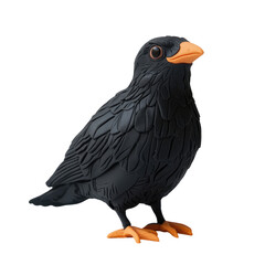 Playdough Chough Sculpture on Solid transparent background, Detailed Craft Art for Creative Projects and Displays