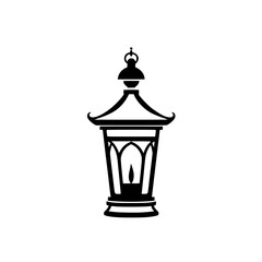 Classic Lantern: Vintage Architecture Design. Elegant Black and White Silhouette. Home Decor, Illumination Symbol.