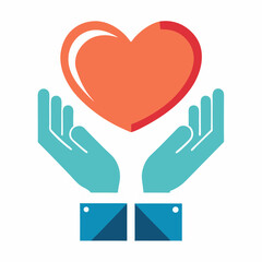 Healthcare hands holding heart flat icon background white