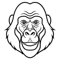 Minimalist Gorilla Head Line Art Vector Design