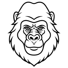 Minimalist Gorilla Head Line Art Vector Design