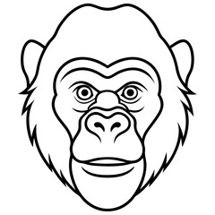 Minimalist Gorilla Head Line Art Vector Design