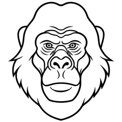 Minimalist Gorilla Head Line Art Vector Design